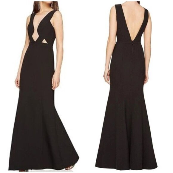 BCBGMaxAzria Dresses & Skirts - BCBGMaxazria Lulu Black Plunge Neck Formal Gown Sleeveless Maxi Dress,Size 2,NEW